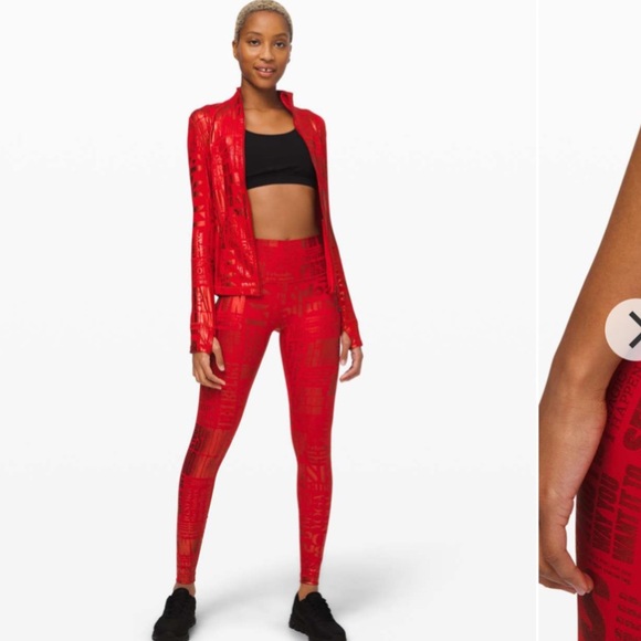 LULULEMON Red Manifesto Wunder Under High Rise Tight 28” Full On Luxtreme size 6 - Picture 3 of 13